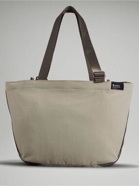 lululemon athletica Beige Canvas Tote with Dark Brown Straps
